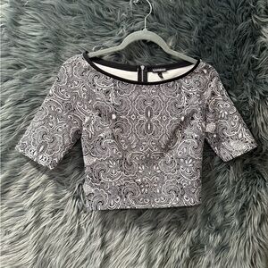 Express Cropped Blouse (Full Matching Set Available) - Size XS | Color: Black